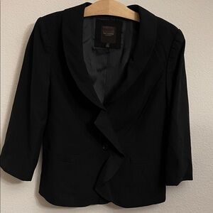 The Limited Black Shawl‎ Collar 3/4 Sleeve Blazer Suit Jacket Ruffle Career M